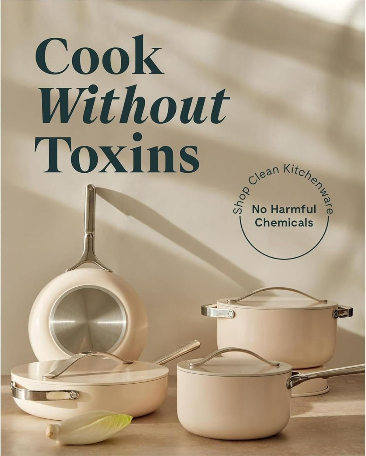 ノンスティックセラミック調理器具セット（12点）鍋、フライパン、蓋